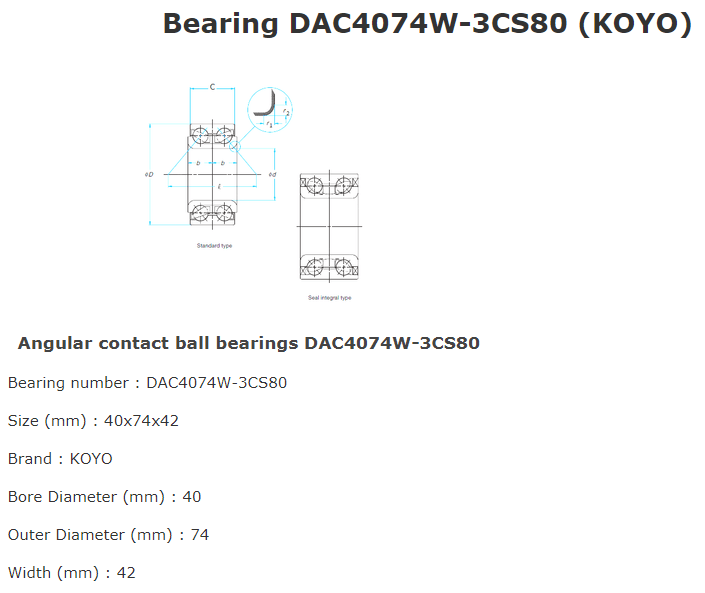 Koyo Dac4074W 3CS80数据表